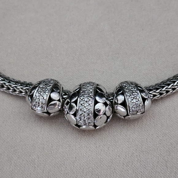 John Hardy Diamond Pave Three Dot Slider Necklace - Picture 2 of 10